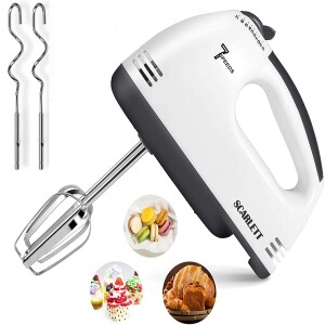 Electric 7 Speed Hand Mixer with 4 Pcs Stainless Food Blender for Cookies,Cakes, Dough, Batters, egg Beater for Kitchen
