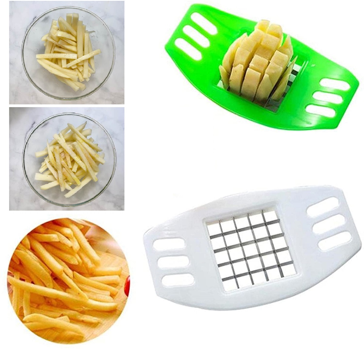 Manual French Fry Cutter, Handheld Fries Wedge Slicer, Multifunctional