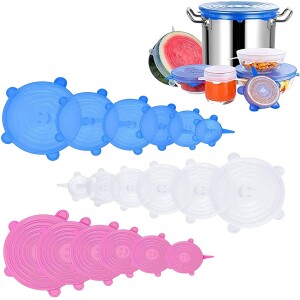 Silicone Stretch Lids, Reusable Bowl Food Covers, Storage, Freezer & Microwave Fit For Kitchen, Cups, Pots, Jar, Pans