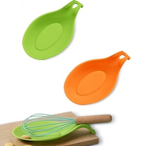 Silicone Spoon Rest Heat Resistant for Kitchen Counter Stove Top. Spatula, Ladle, Coffee Spoon Holder, Utensils Rest (2