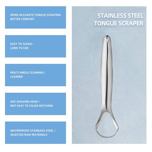 Stainless Steel Tongue Cleaners Reduce Bad Breath, Tongue Scraper For Adults and Kids, Rustproof with PP Storage Case