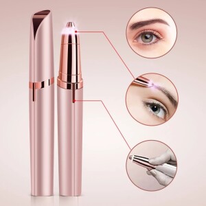 Rechargeable Eyebrow Trimmer, Flawlbss Hair Remover for Women, Portable Ladies Painless Electric Facial Shaver Rose Gold