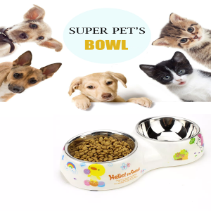 2 in 1 Stainless Steel Cat Bowls with Stand, For Food and Water, Pets Food Bowl With Stand