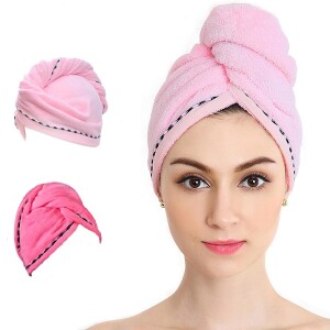 Microfiber Quick Drying Hair Towel Wrap With Button, Quick Magic Bath Hair Dryer Caps, Quick Dryer Hat for Women & Girls