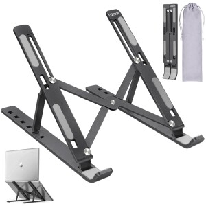 Portable Laptop Stand for Desk Adjustable Foldable Aluminum Laptop Holder Riser, Compatible with MacBook Air, MacBook Pro, HP, Dell, Lenovo and More