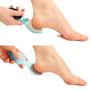 4 in 1 Pedicure Tool Foot Scrubber Brush, Pumice Stone, Cleaning Brush and Sand Paper for Dry and Wet Dead Skin Remover