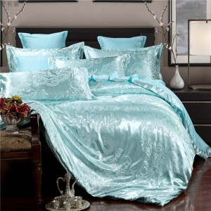 European-style satin jacquard four-piece set, bedding silk smooth satin sheet double quilt bedding, For Bedroom gift