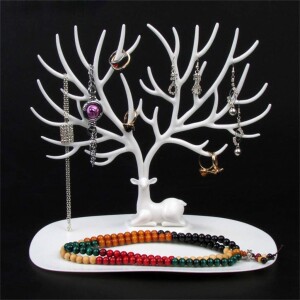 White Deer Antlers Jewelry Holder, Deer Tree Jewelry Storage Tower Stand For Earrings Necklace Jewelry Organizer Display