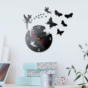 Wall Clock, Butterfly Star 3D Acrylic Stereo Sticker Wall Clock For Office, Home, Living Room, Bedroom, Lounge Decor