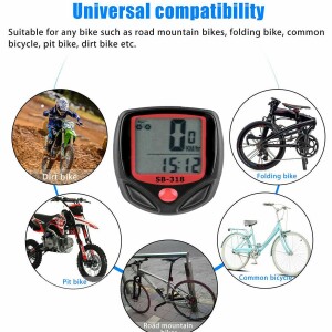 Bicycle, Motorcycle Speedometer,  Wired Waterproof Bike Odometer, Multifunction Bicycle Computer with LCD Display