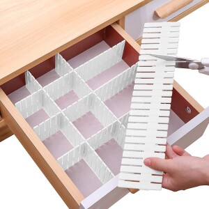 Adjustable Drawer Divider, Grid Drawer Organizer For Clutter Tidy Kitchen Utensils Tools, Dresser Makeup, Socks, Bedroom